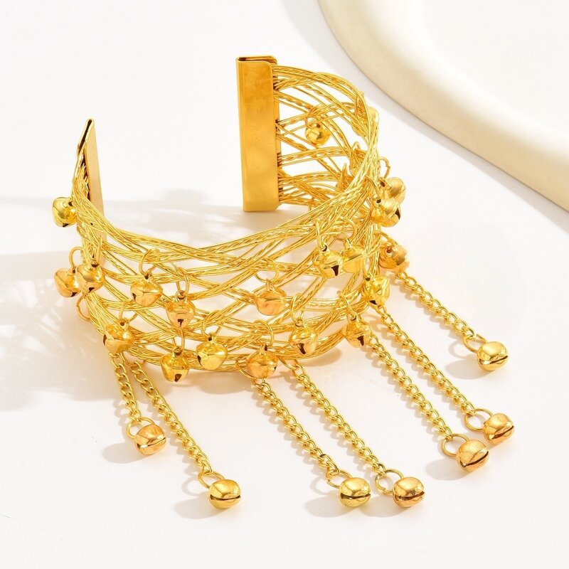 Bracelet Manufacturer - OEM/ODM European American Gold Retro Bell Indian Dance Wristband