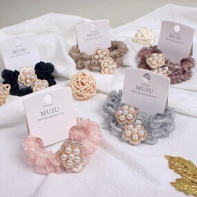 Pearl Hair Rope Manufacturer - OEM/ODM Fashion 2-Piece Set Light Luxury Flower Card Hair Ties