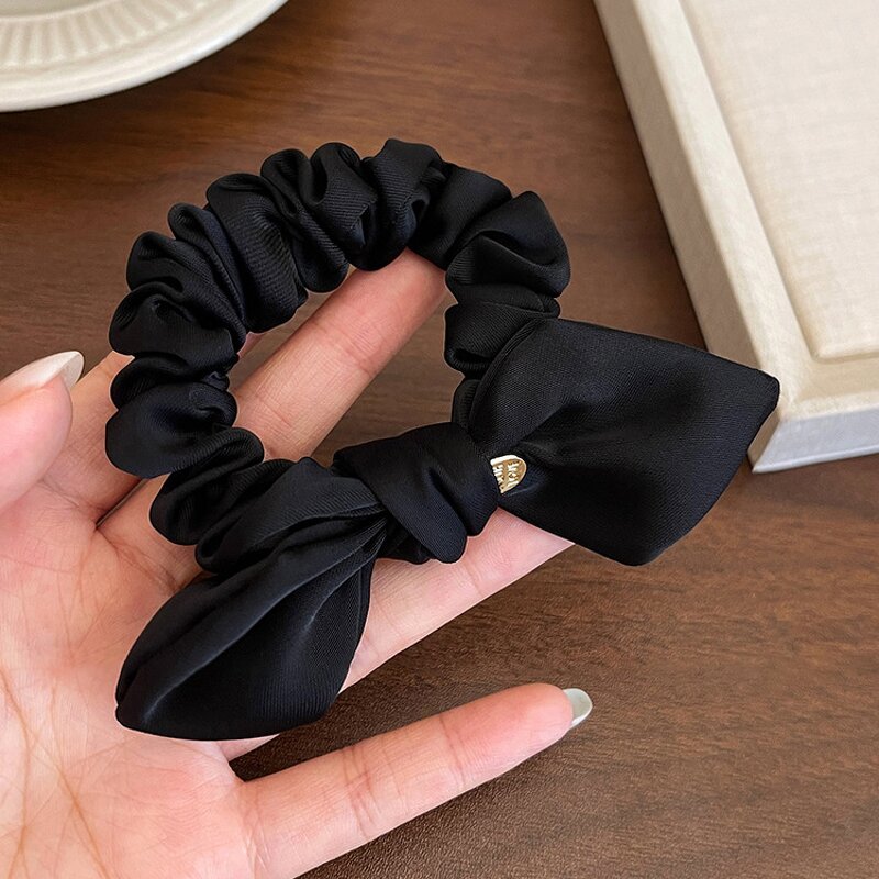 Hair Accessories Manufacturer - OEM/ODM Fashion Satin Bow Solid Color Elastic Scrunchies
