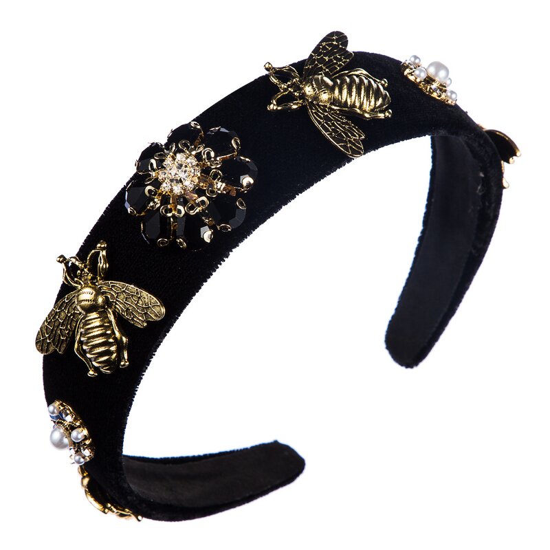 Hairband Factory - OEM/ODM Hot Sell Baroque Rhinestone Pearl Velvet Women Fashion