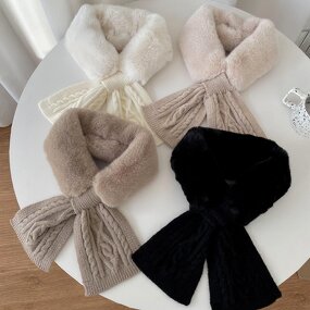 Knitted Scarf Factory - OEM/ODM Women's Warm Cross for Autumn Winter Korean Plush Collar