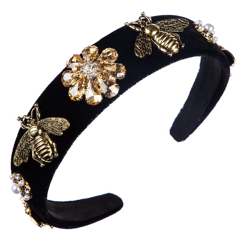 Hairband Factory - OEM/ODM Hot Sell Baroque Rhinestone Pearl Velvet Women Fashion