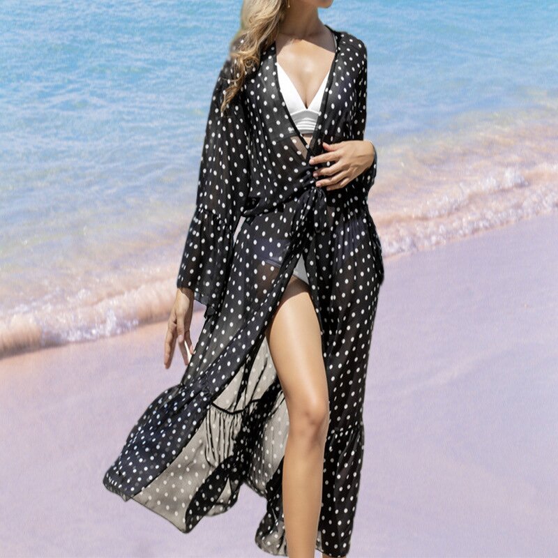 Swimsuit Cover up Factory - OEM/ODM 2022 Women Long Sleeve Kaftan Beach Dress UV Protection