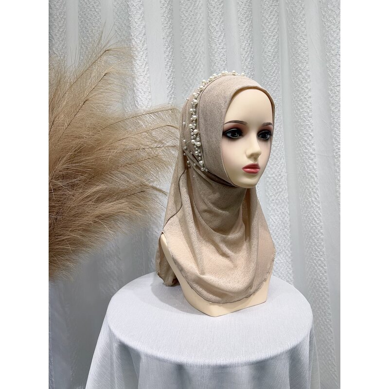 Nail Bead Headscarf Manufacturer - OEM/ODM 2025 New Shawl Elastic Solid Color Ethnic Pullover