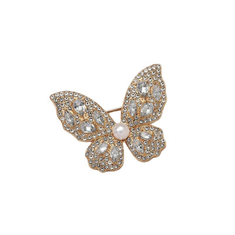Brooch Manufacturer - OEM/ODM Bling Crystal Zircon Forest Series Butterfly Pearl Clothing