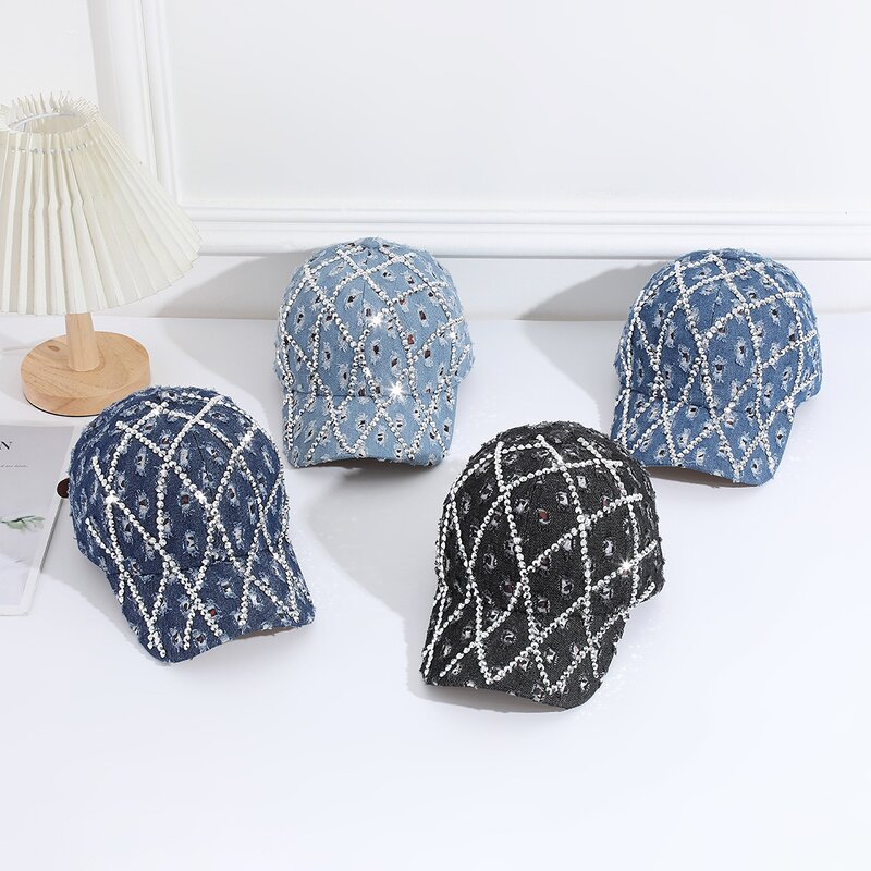 Baseball Cap Factory - OEM/ODM Blingbling 6-Panel Sports Denim Daddy with Rhinestones