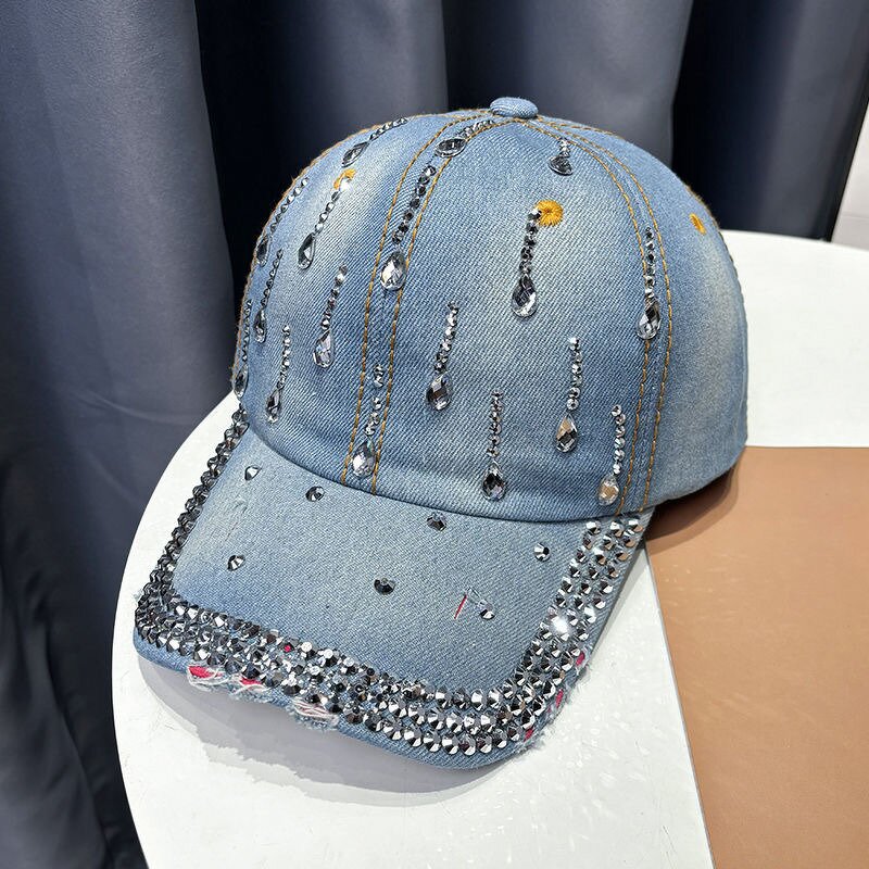 Baseball Cap Manufacturer - OEM/ODM 2025 New Female British Denim Diamond Casual Adult
