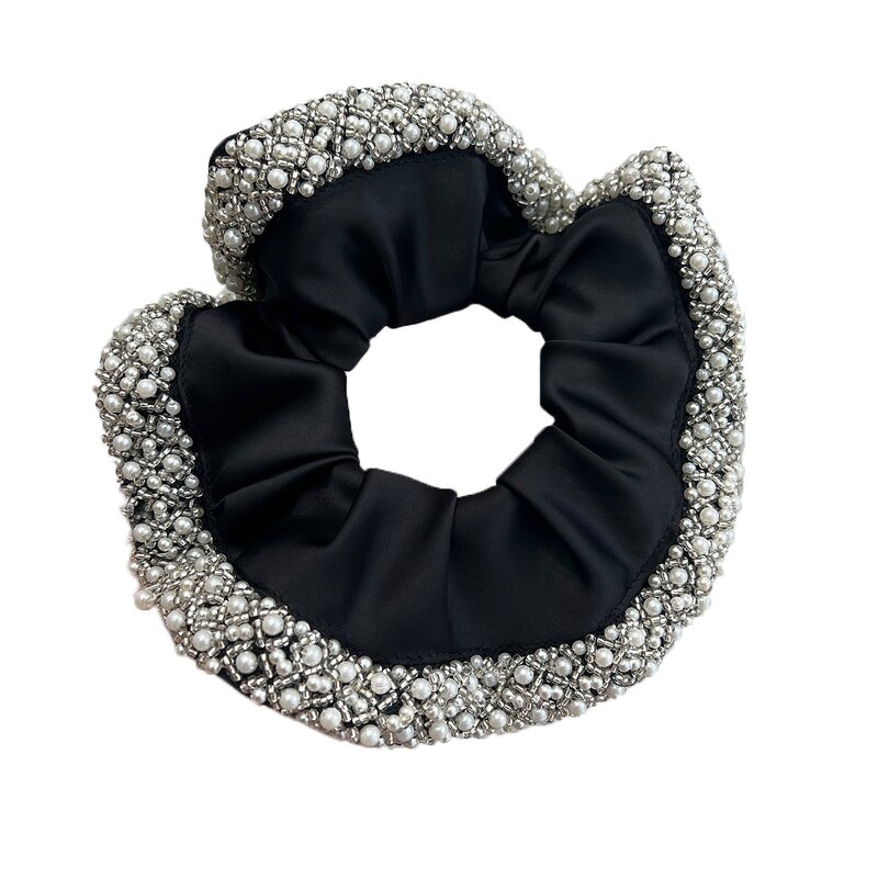 Headband Factory - OEM/ODM French High-end Satin Retro Pearl Crystal Edge Large Intestine