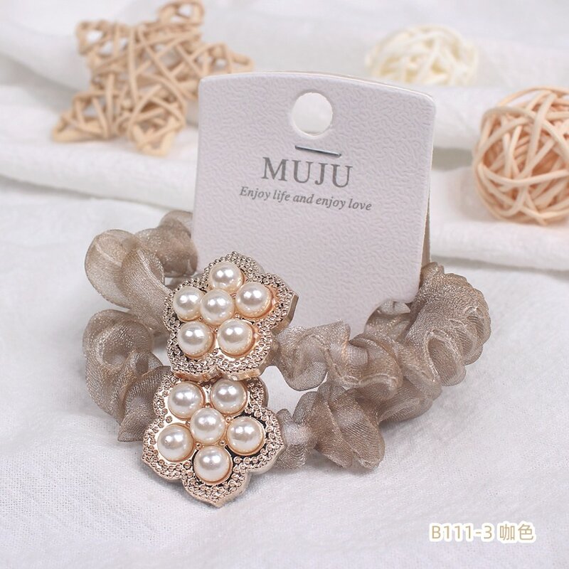 Pearl Hair Rope Manufacturer - OEM/ODM Fashion 2-Piece Set Light Luxury Flower Card Hair Ties