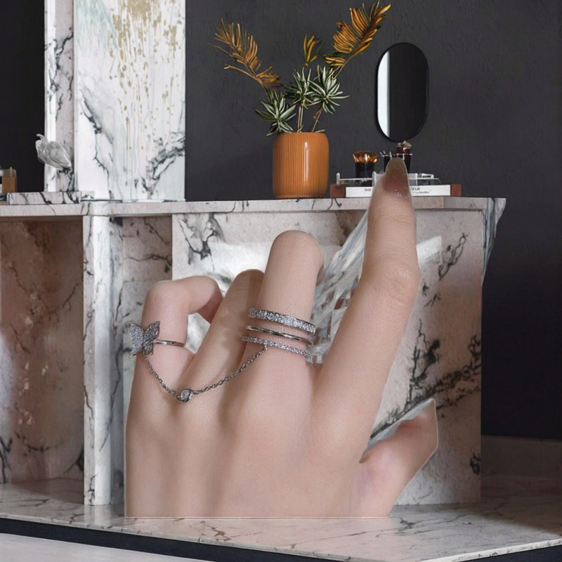 Diamond Ring Factory - OEM/ODM Women's Fashionable butterfly Tassel Niche Design Super Ins Sparkling