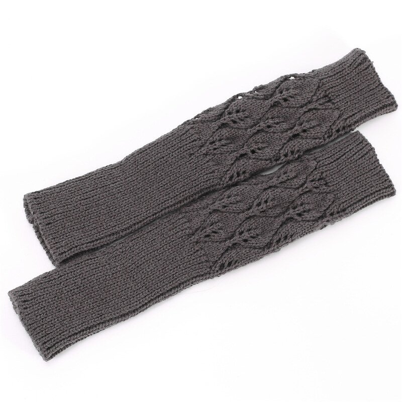 Fingerless Gloves Factory - OEM/ODM Fashion New Hollow Out Leaves Knitted Wrist Arm