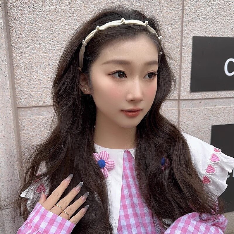 Hairband Manufacturer - OEM/ODM French Elegant Pearl Satin Fabric Fine Edge