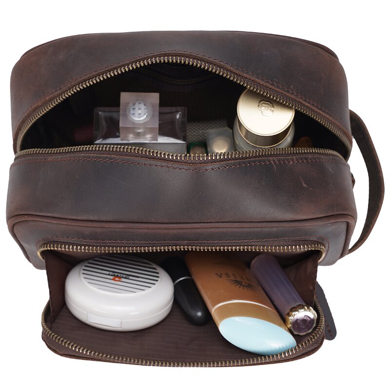 Leather Toiletry Bag Supplier - High Quality Wholesale Vintage Design Crazy Horse
