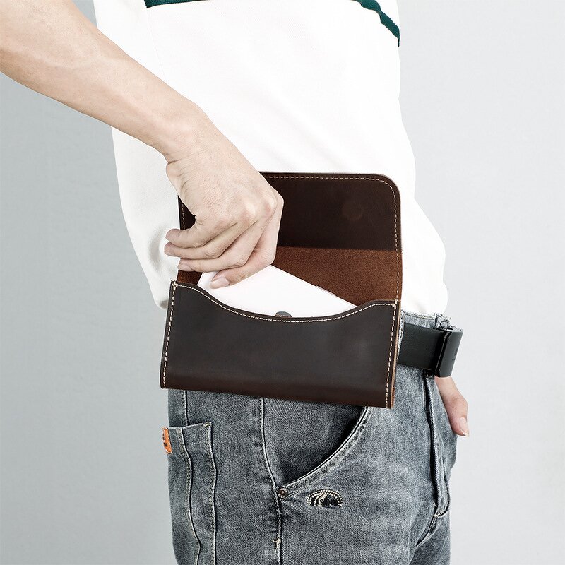 Leather Shoulder Bag Manufacturer - Crazy Horse Full Grain Men's Belt Waist Pouch
