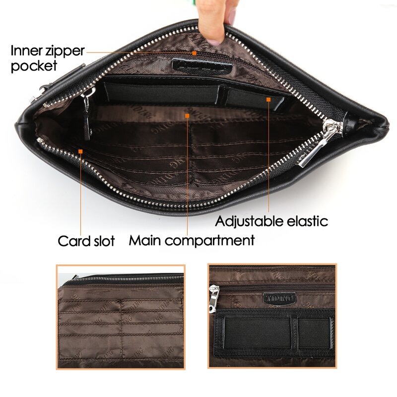 Leather Envelope Clutch Bag Supplier - Waterproof Black Soft Men Designer Genuine