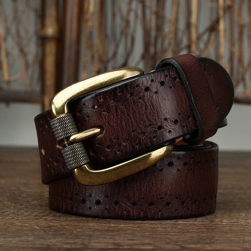 Leather Waist Belts Supplier - Hot Selling Vintage Business Man 3.8cm Wide Genuine