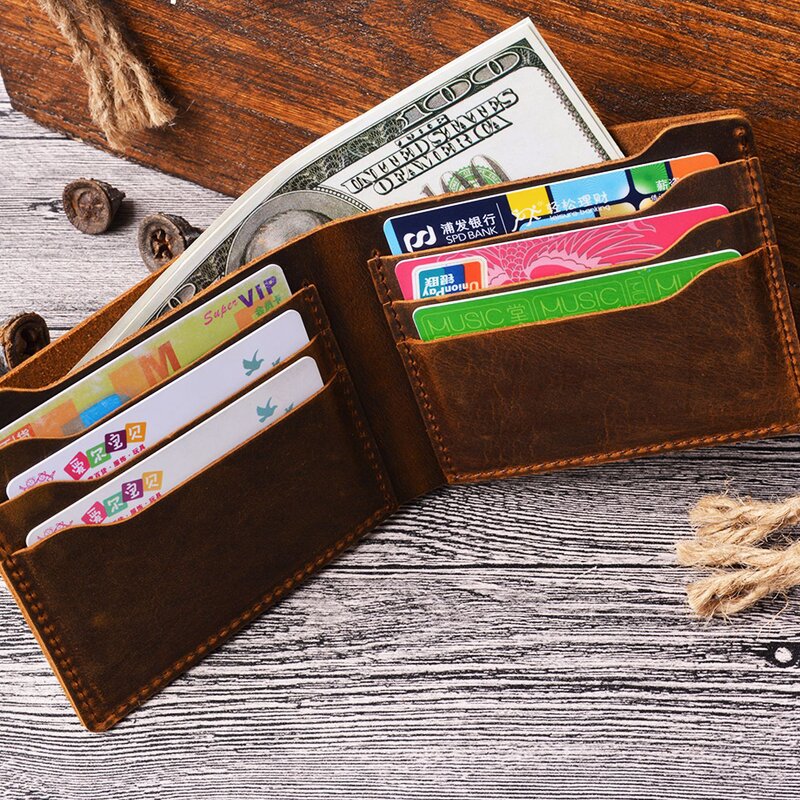 Leather Wallet Factory - Simple Vintage Style Handmade Men Real Full Grain