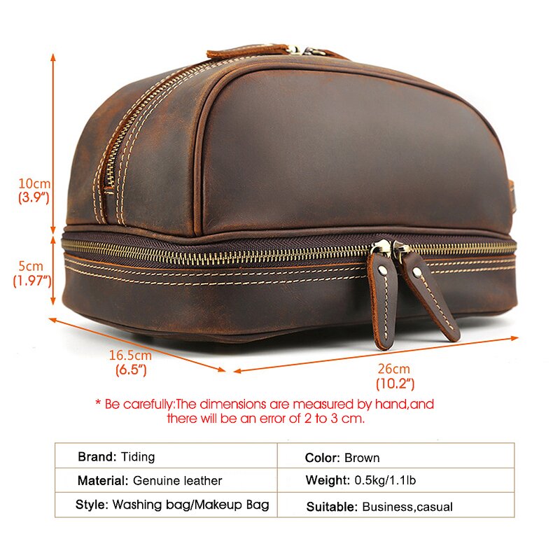 Leather Washing Bag Manufacturer - Tiding Logo Customize Vintage Handmade Real