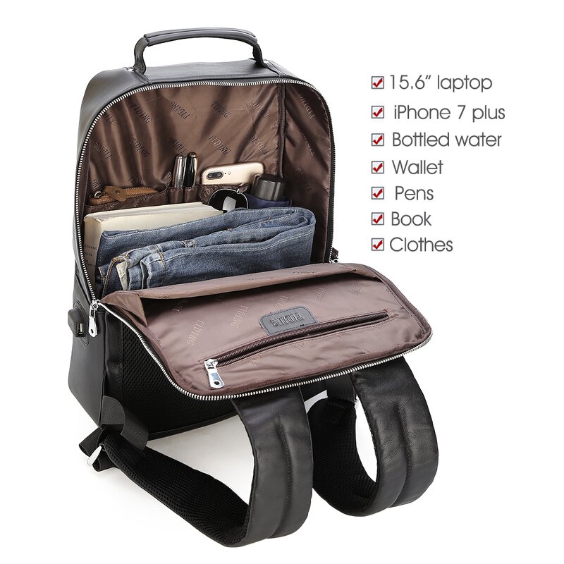 Leather Laptop Backpack Manufacturer - 100% Pure Cow Hide Black Vintage Men's Sport