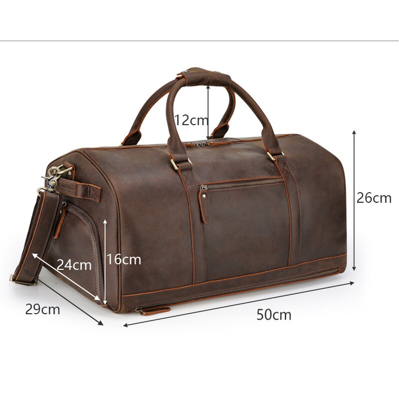 Leather Travel Duffle Bag Supplier - Hot Sale Vintage Large with Shoe Compartment