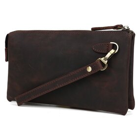 Leather Business Clutch Bag Supplier - Tiding New Trendy Vintage Men Retro Brown