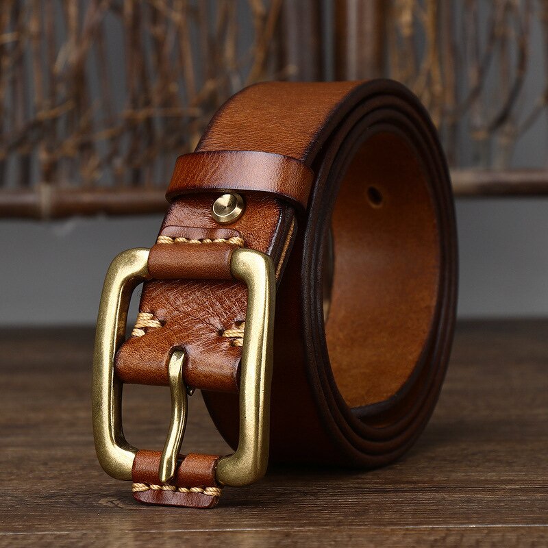 Leather Belts Supplier - Vintage Business Belt for Men 3.8cm Genuine Full Grain