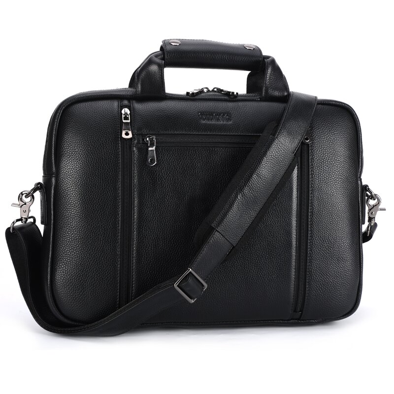 Leather Laptop Briefcase Supplier - Wholesale Large Black Capacity Genuine Business