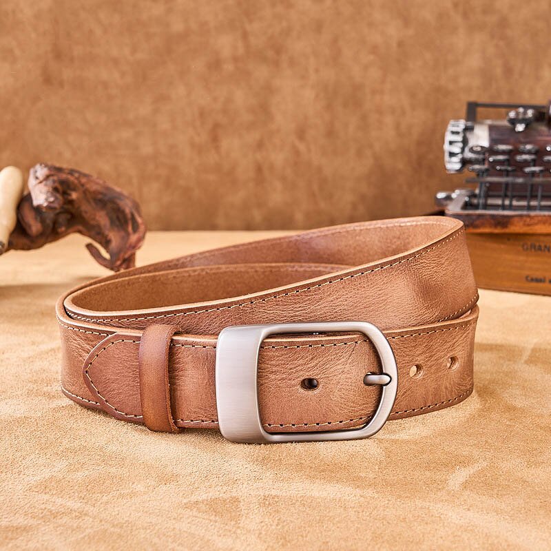 Leather Waist Belt Manufacturer - Man PIN Buckle Gift Vintage Style Genuine Cow
