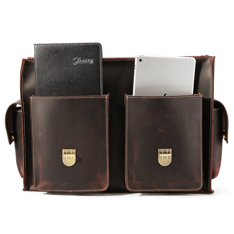 Leather Laptop Bag Supplier - Brand Logo Custom Men Large Capacity Genuine Cow