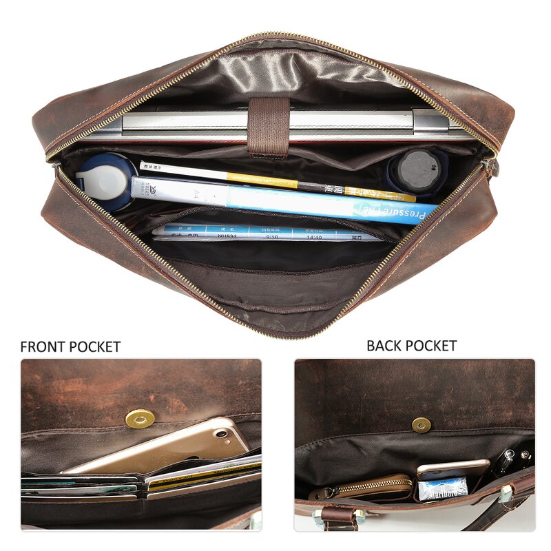 Leather Briefcase Bag Supplier - Materials Customization Vintage Crazy Horse Retro