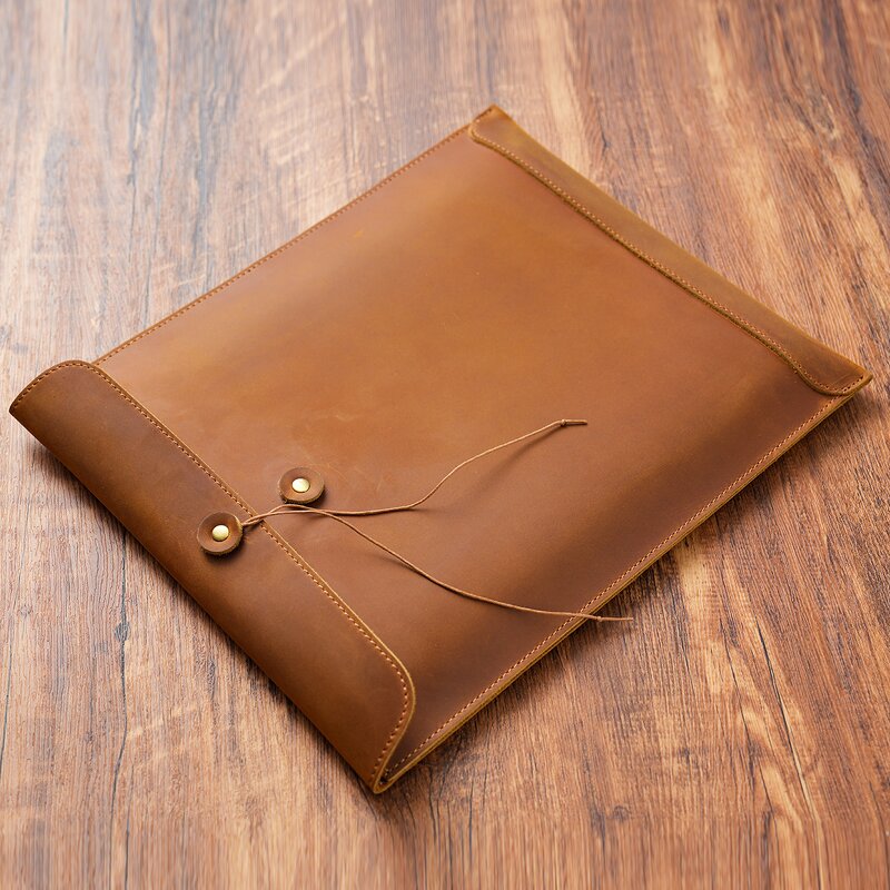 Leather Portfolio Bag Supplier - OEM ODM Vintage Crazy Horse Real Cowhide File