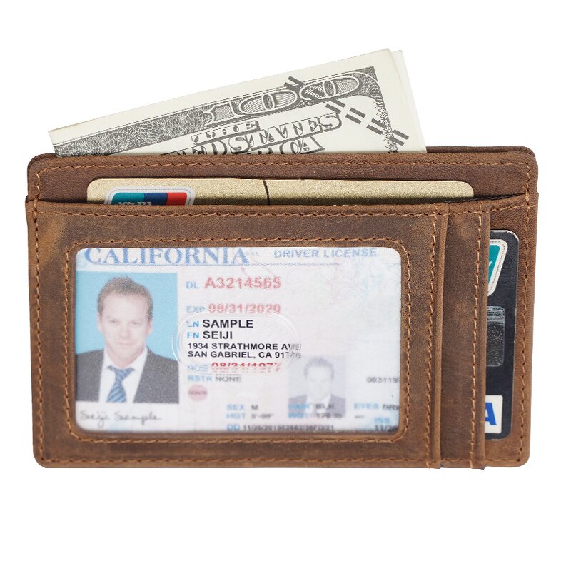 Leather Card Holder Manufacturer - Factory Supply Customize RFID Blocking Crazy