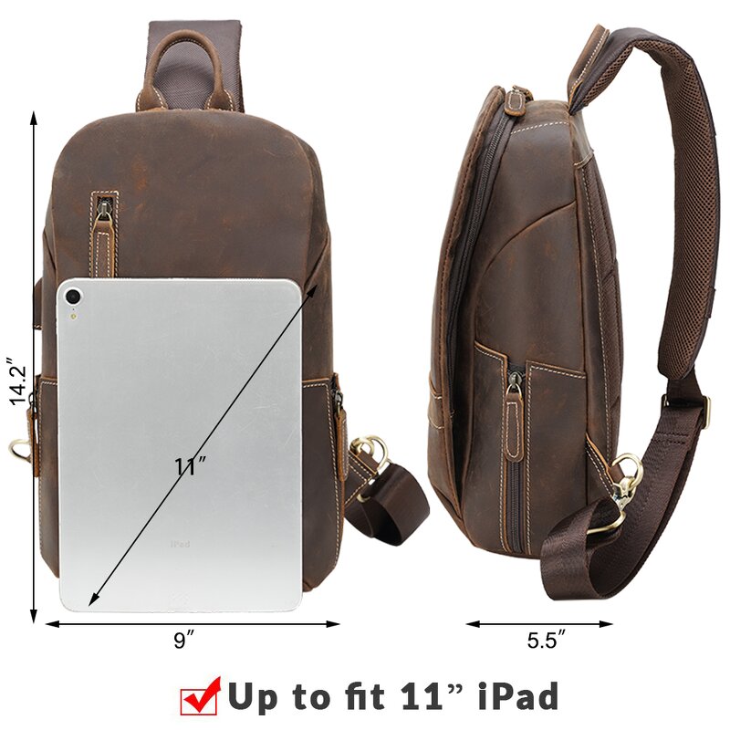 Leather Sling Chest Bag Manufacturer - TIDING Vintage Style Men Full Grain Genuine