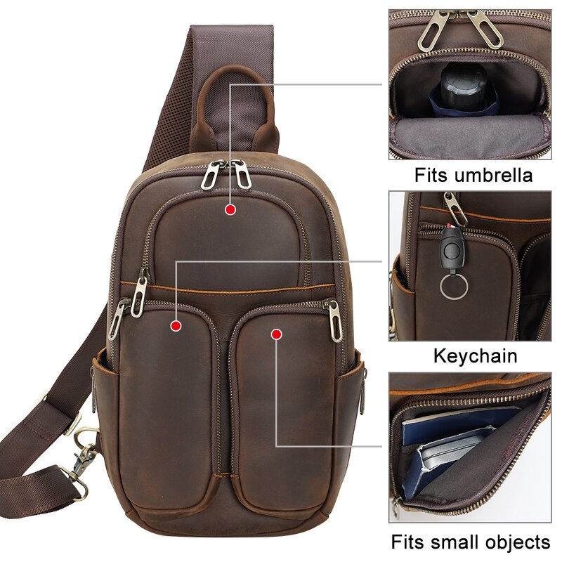 Leather Single Shoulder Bag Supplier - Wholesale Factory Supply Durable Crazy Horse