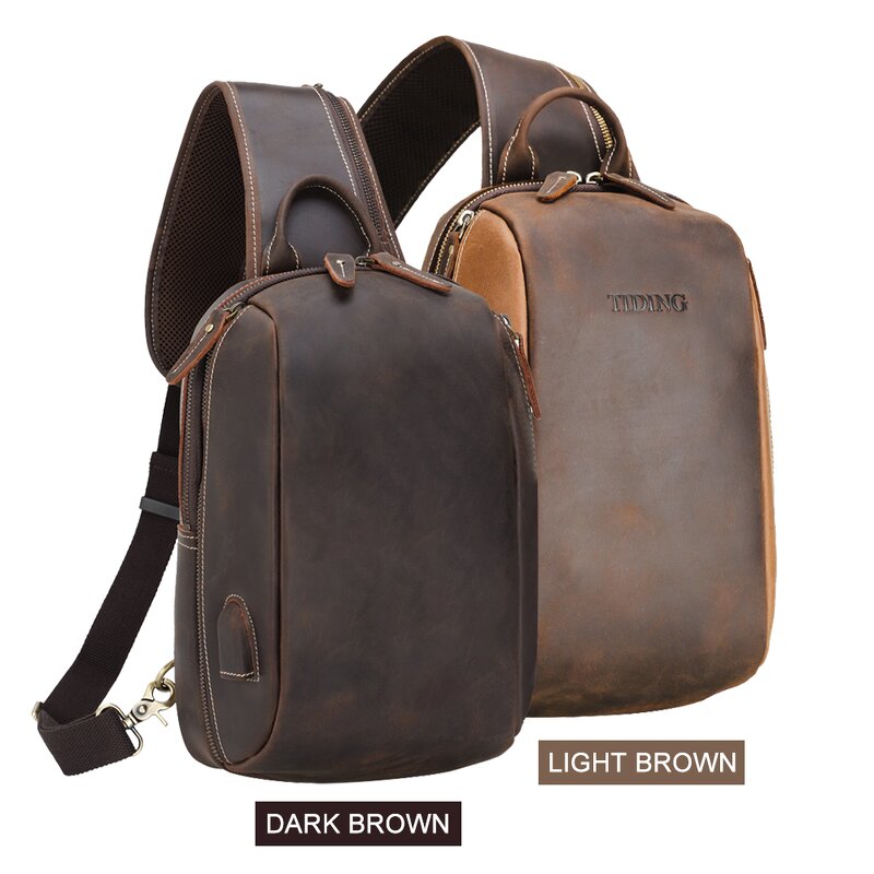 Leather Crossbody Chest Bag Supplier - Custom OEM ODM Cowhide USB Charging One