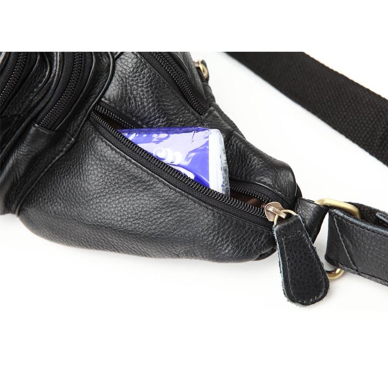 Leather Waist Bag Manufacturer - TIDING Custom Design Style Men Black Full Cow