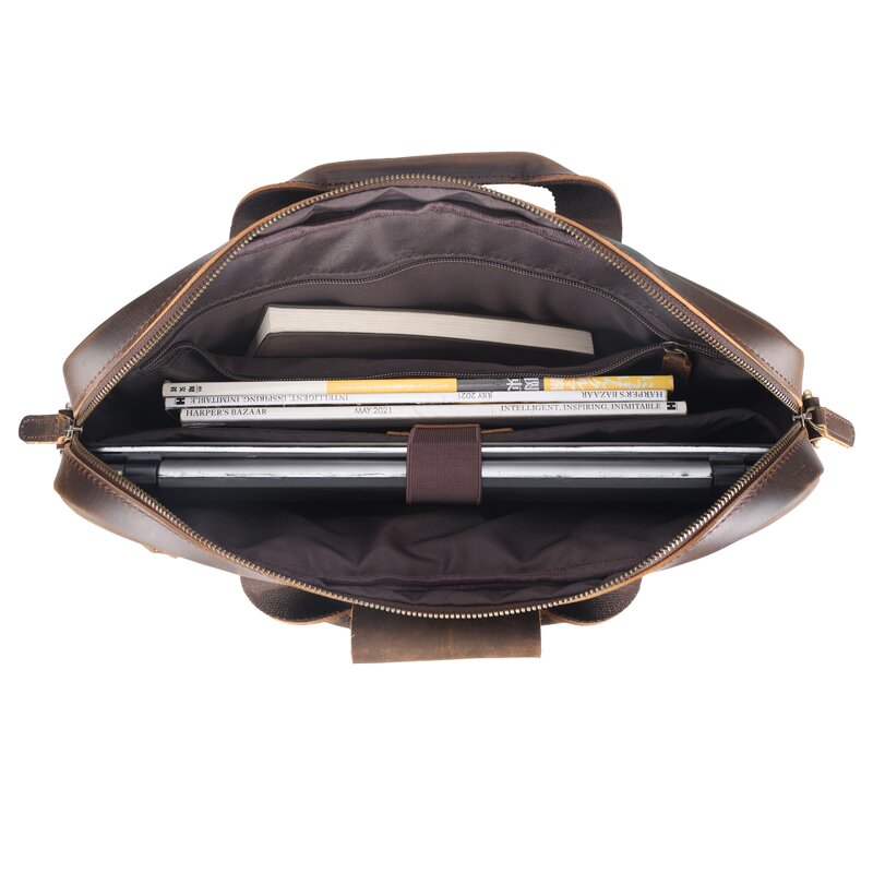 Leather Laptop Briefcase Manufacturer - Men Genuine Computer 15.6 Inches Full Grain