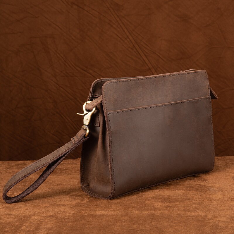 Leather Clutch Bag Manufacturer - New Arrival Full Grain Genuine Crazy Horse Vintage