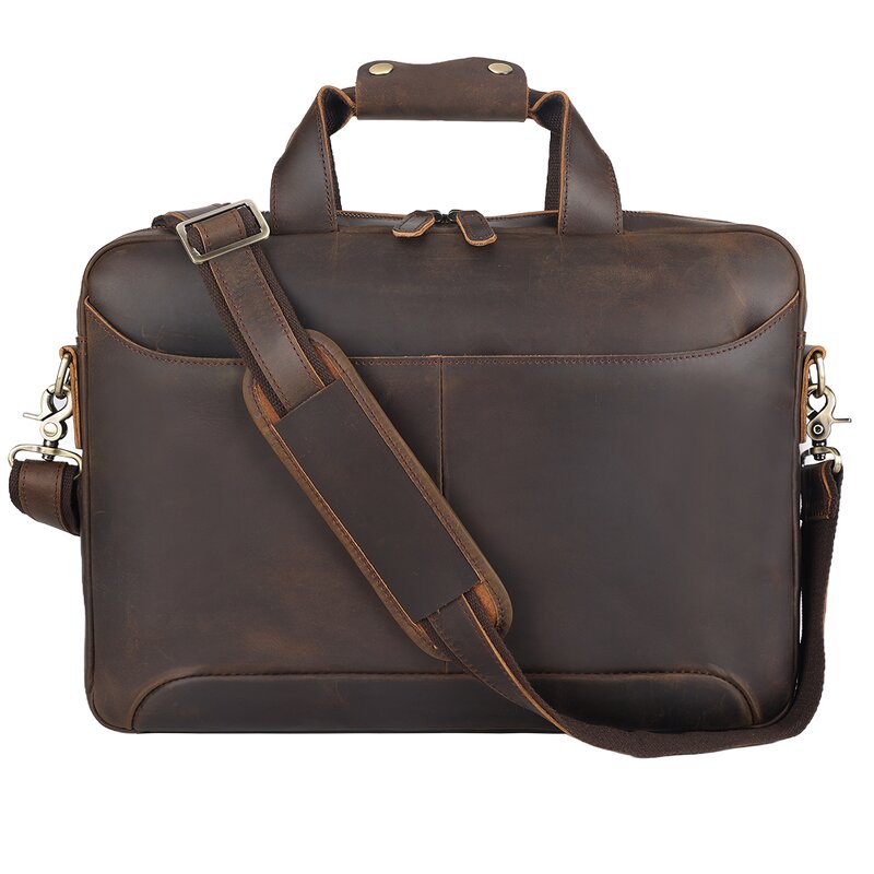 Leather Laptop Briefcase Manufacturer - Men Genuine Computer 15.6 Inches Full Grain