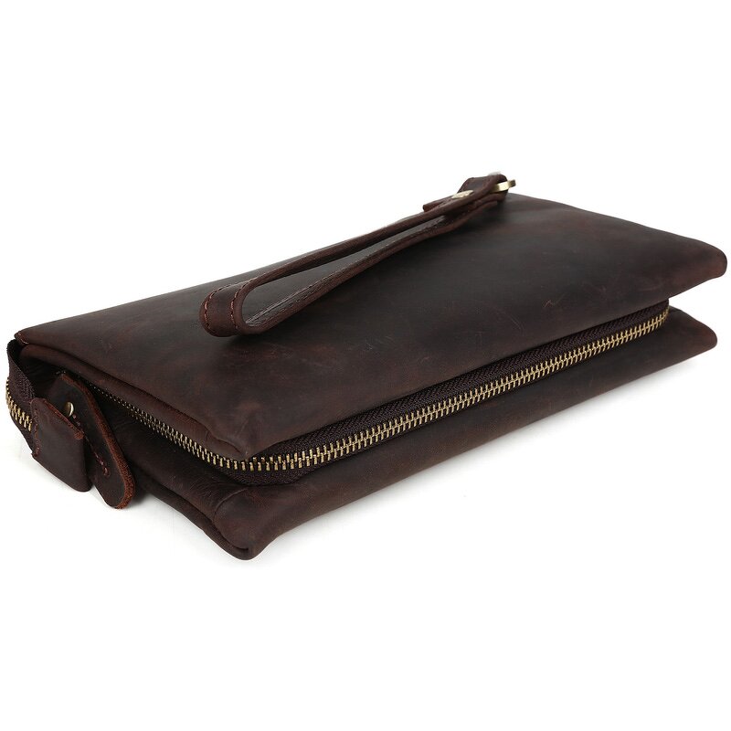 Leather Business Clutch Bag Supplier - Tiding New Trendy Vintage Men Retro Brown