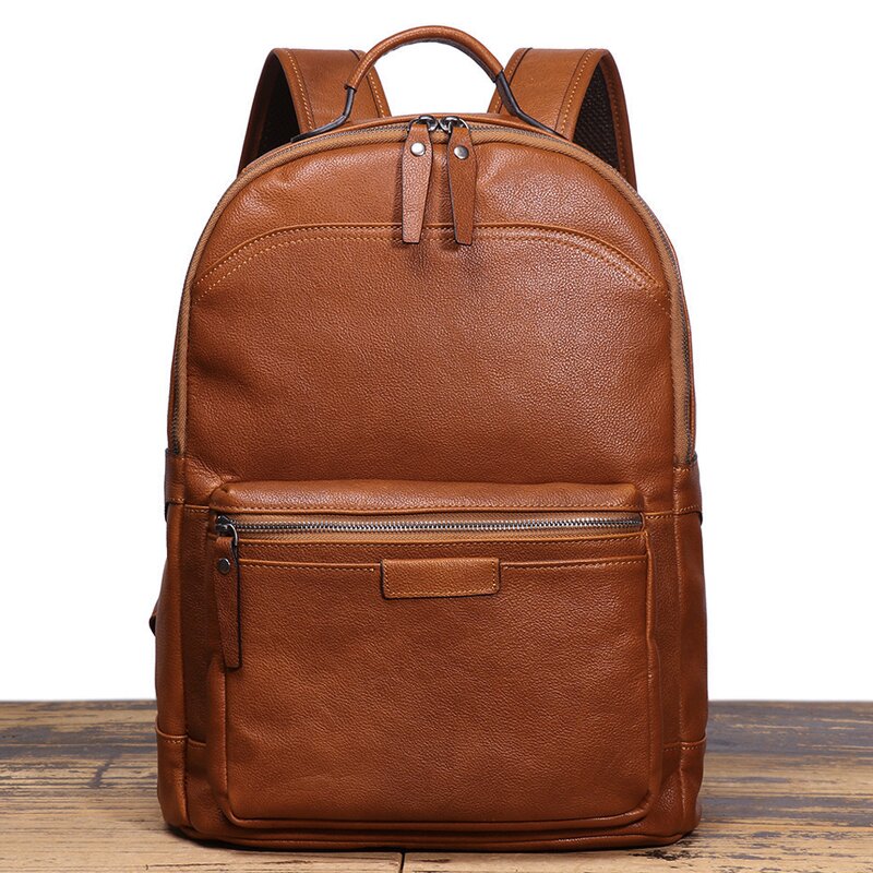 Leather Backpack Supplier - Hot Selling Brown Full Grain for Student Laptop