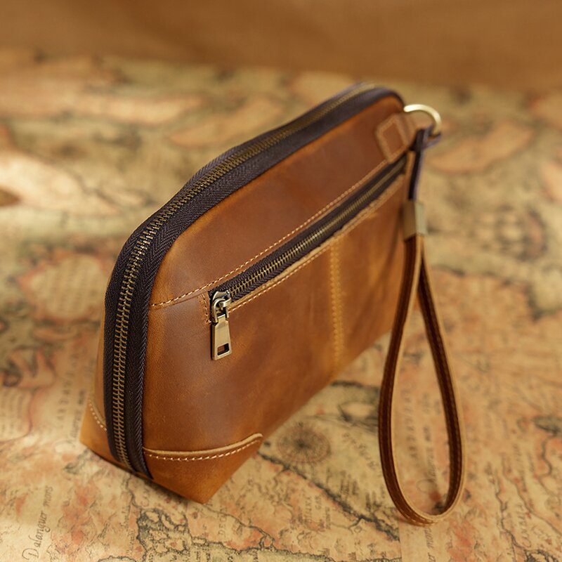 Leather Clutch Bag Supplier - OEM ODM Design Full Grain Genuine Vintage Wrist