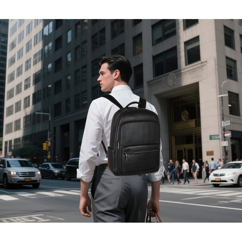 Leather Backpack Supplier - Factory Drop Shipping Low Price Black Full Grain