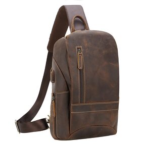 Leather Sling Chest Bag Manufacturer - TIDING Vintage Style Men Full Grain Genuine