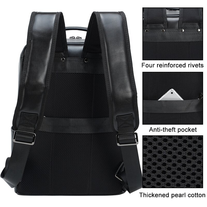 Leather Backpack Supplier - Wholesale Fashion Style Black Full Grain Laptop