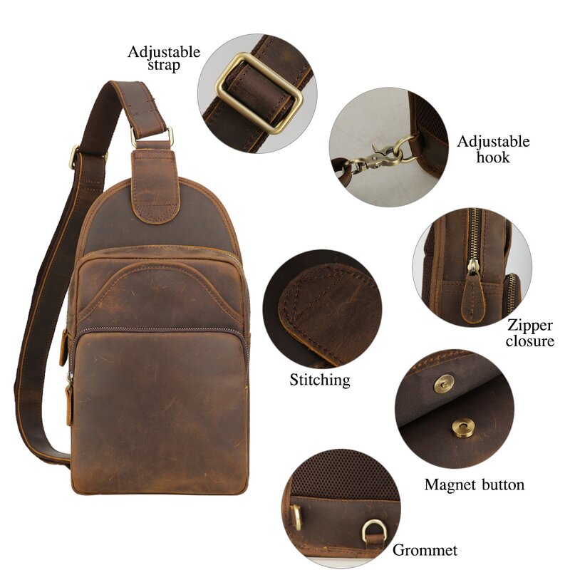 Leather Chest Bag Manufacturer - Custom Design Own Style Type Vintage Style Men