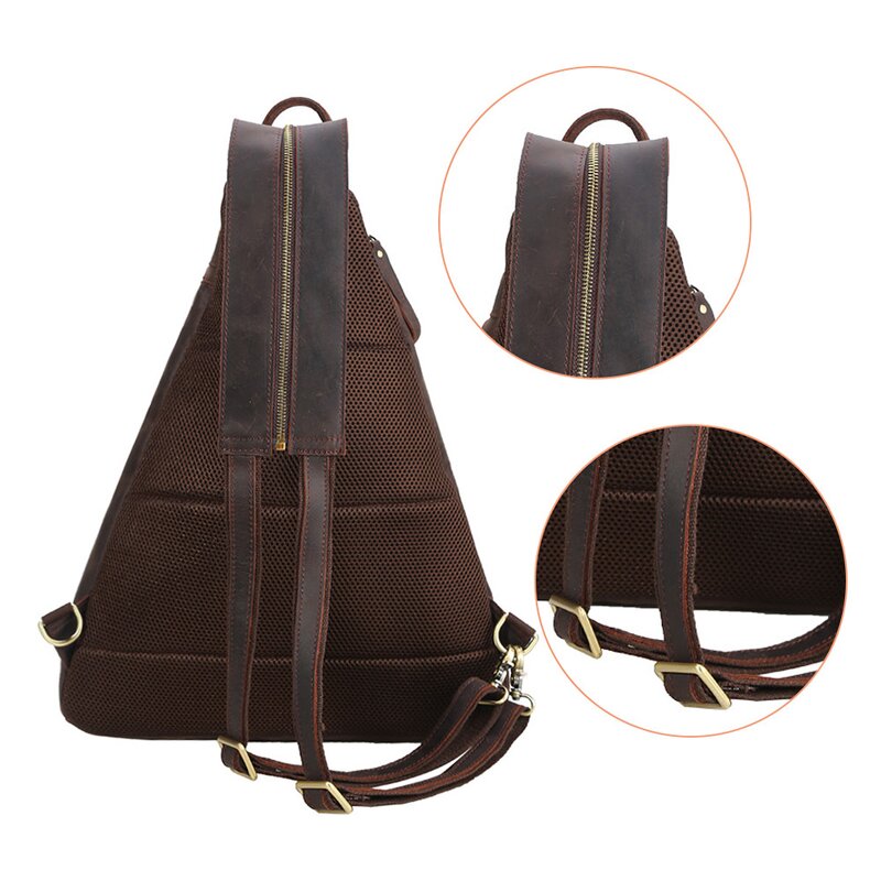 Leather Sling Chest BackPack Supplier - Tiding Factory Direct Sale Mens Crazy Horse