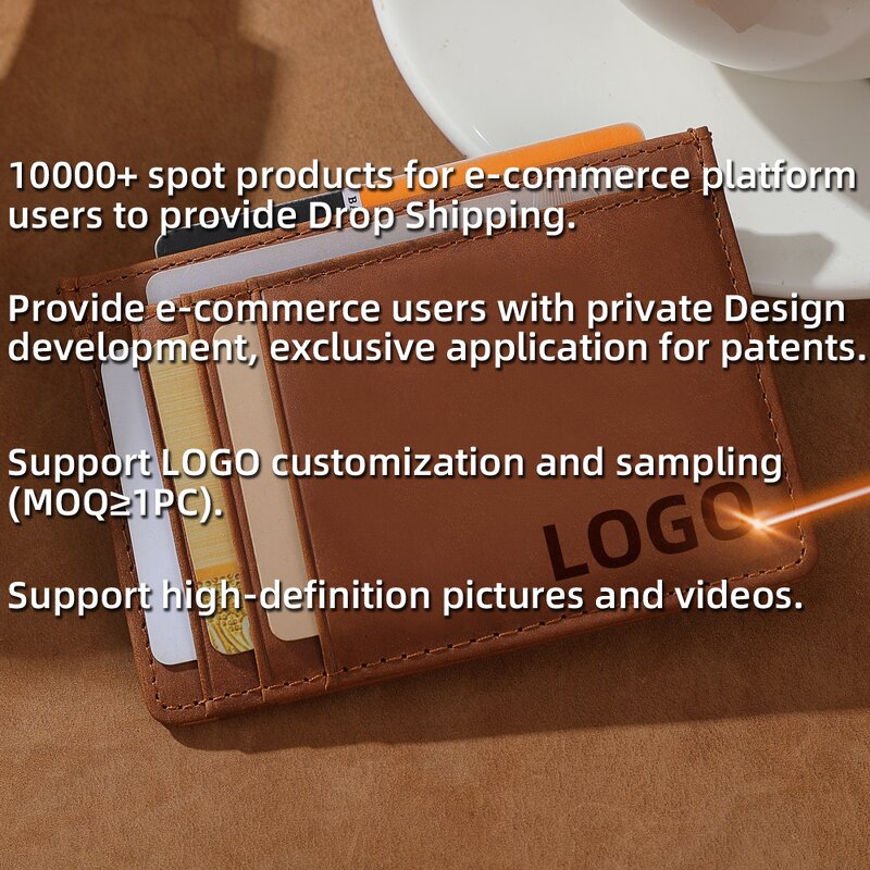 Leather ID Card Holder Manufacturer - Rfid Blocking Genuine Full Grain Thin Credit