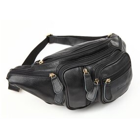 Leather Waist Bag Manufacturer - TIDING Custom Design Style Men Black Full Cow