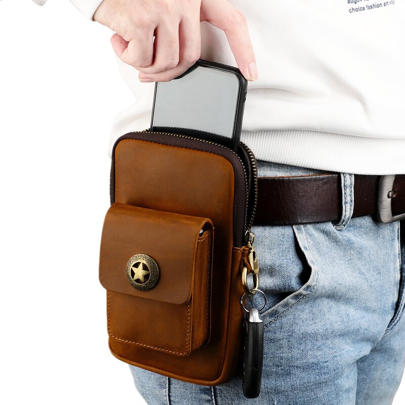 Leather Waist Bag Supplier - Retro Style Crazy Horse Handcrafted Genuine